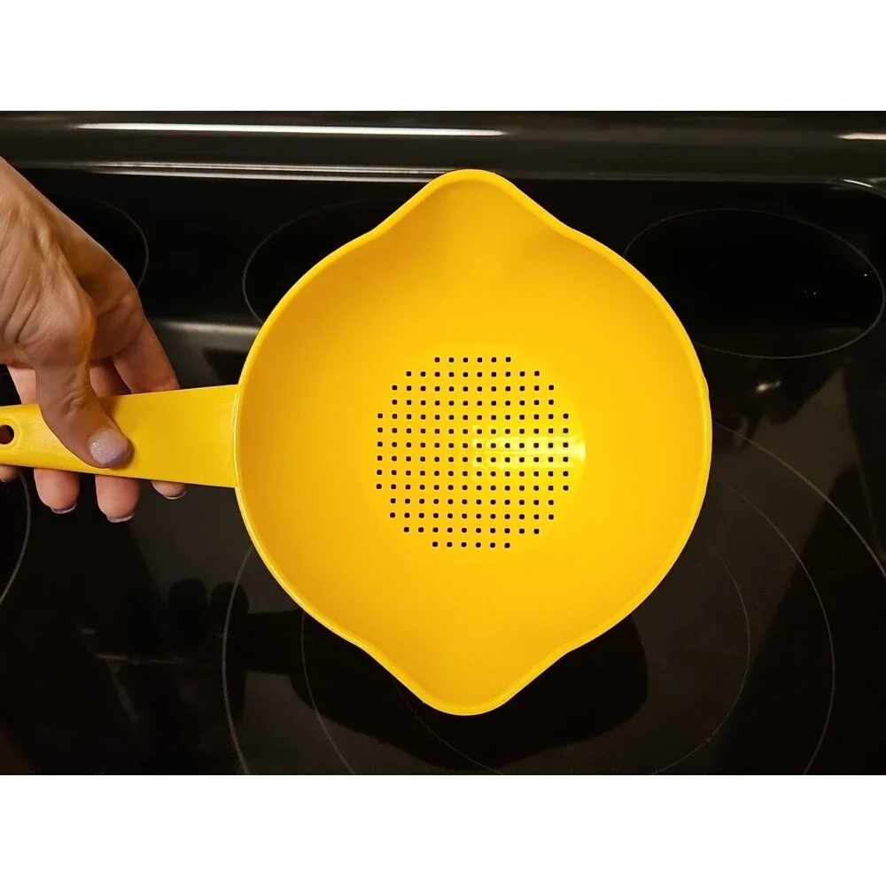 Vintage Yellow Tupperware Small 1 Quart Colander Strainer #1200